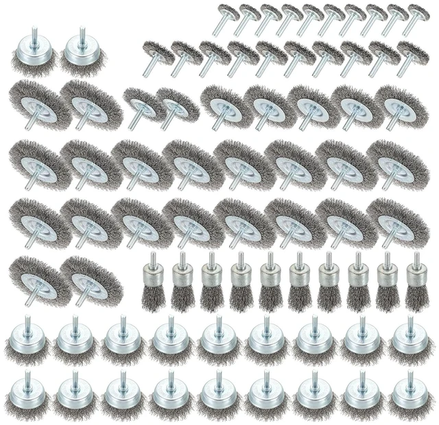 Main image of 82 Pcs Carbon Steel Wire Brush Kit for Drill with 1/4 in Shank, 1-3"