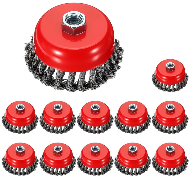Main image of 12 Pcs 4 Inch Wire Cup Brush for Grinder, 5/8"-11 Arbor