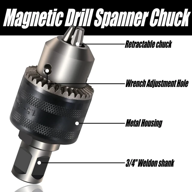 Alt view image 3 of 7 - 1/16"-1/2" Magnetic Drill Chuck with 1/2"-20 UNF Weldon Shank Thread
