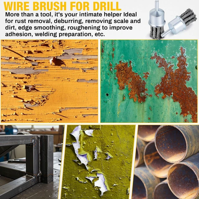Alt view image 6 of 7 - 20 Pack 1 Inch Twist Knotted Wire End Brush with 1/4 Inch Shank, 20000 RPM, Heavy Duty Carbon Steel for Die Grinders & Drills, Rust, Paint & Slag Removal