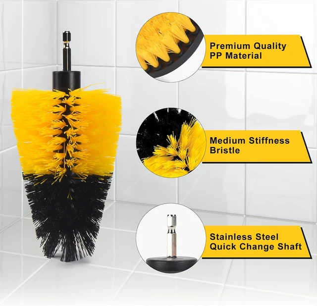 Alt view image 2 of 7 - 18 Pack Drill Brush Attachment Set Long-Reach Power Scrub Brushes for Car Detailing, Bathroom, Carpet, Tile Grout, Sinks & Corners