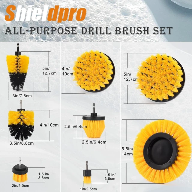 Alt view image 5 of 7 - 18 Pack Drill Brush Attachment Set Long-Reach Power Scrub Brushes for Car Detailing, Bathroom, Carpet, Tile Grout, Sinks & Corners