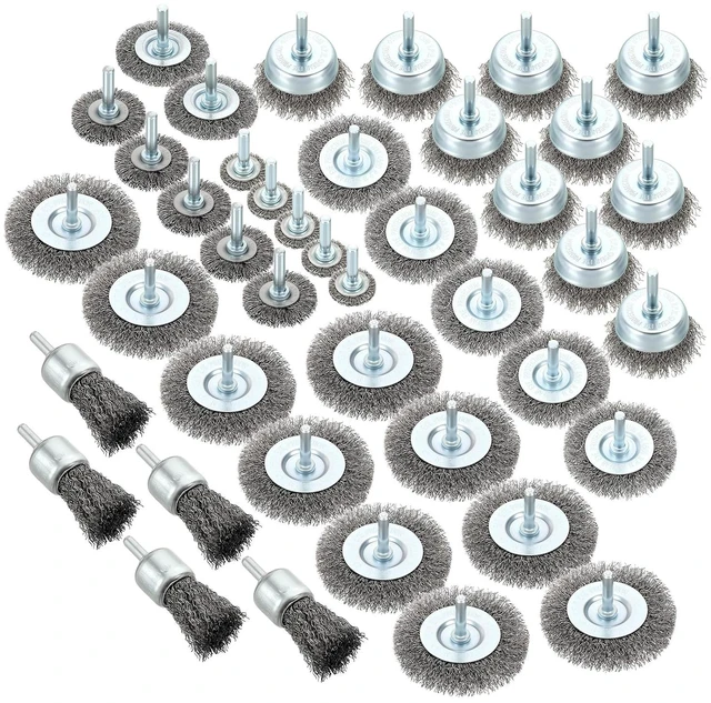Main image of 42 Pack Wire Wheel Cup & Pen Brush Set for Drill with 1/4" Shank