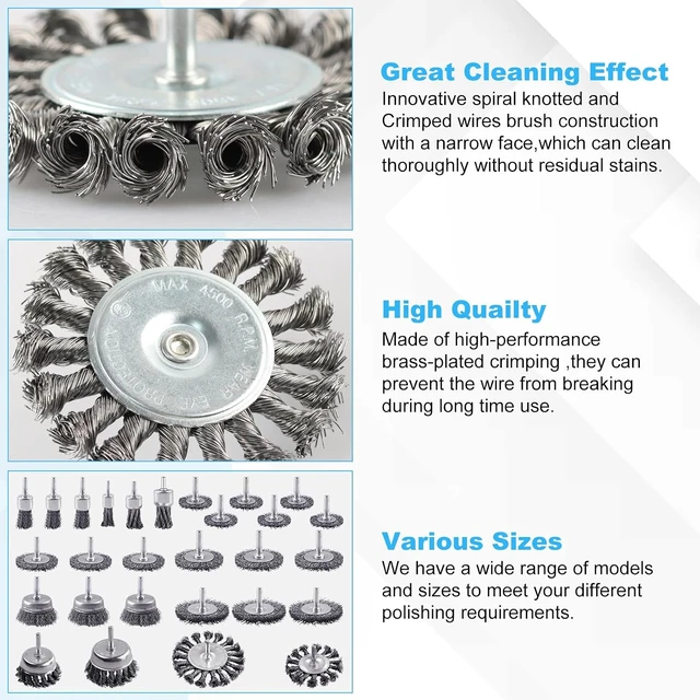 Alt view image 3 of 6 - 28 Pack Carbon Steel Wire Wheel & Twist Knot Cup Brush