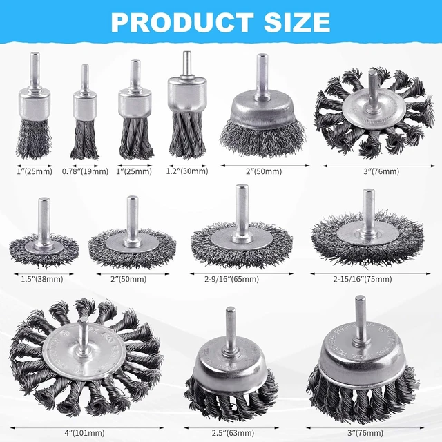 Alt view image 2 of 6 - 28 Pack Carbon Steel Wire Wheel & Twist Knot Cup Brush
