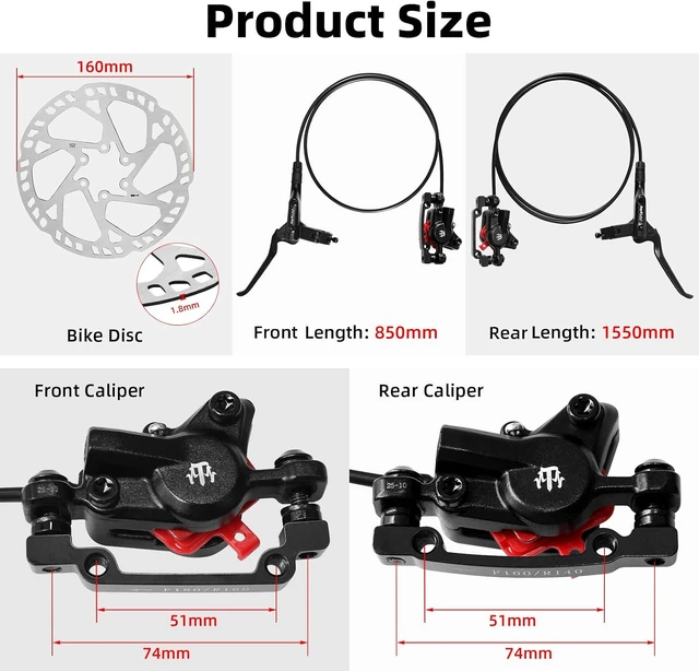 Alt view image 2 of 7 - MTB 2-Piston Hydraulic Disc Brake Kit with 160mm Rotors