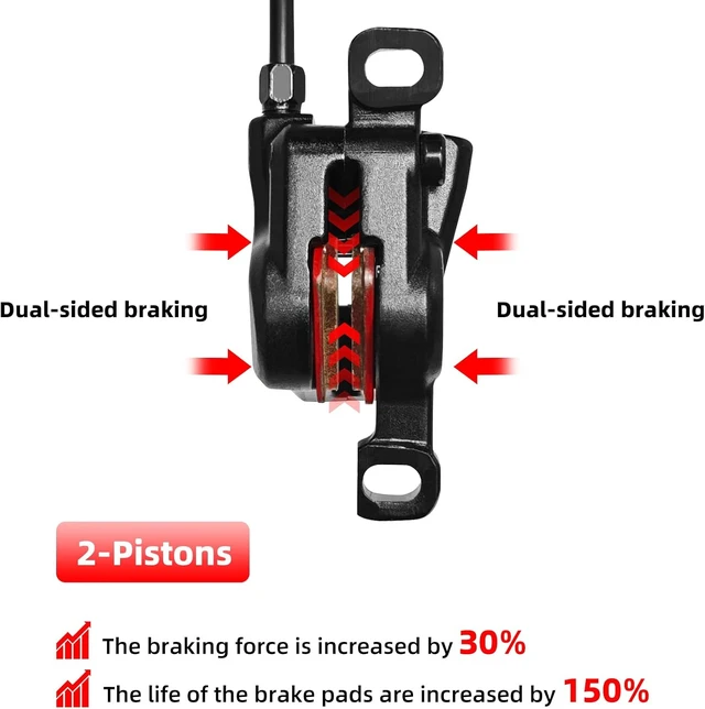 Alt view image 3 of 7 - MTB 2-Piston Hydraulic Disc Brake Kit with 160mm Rotors