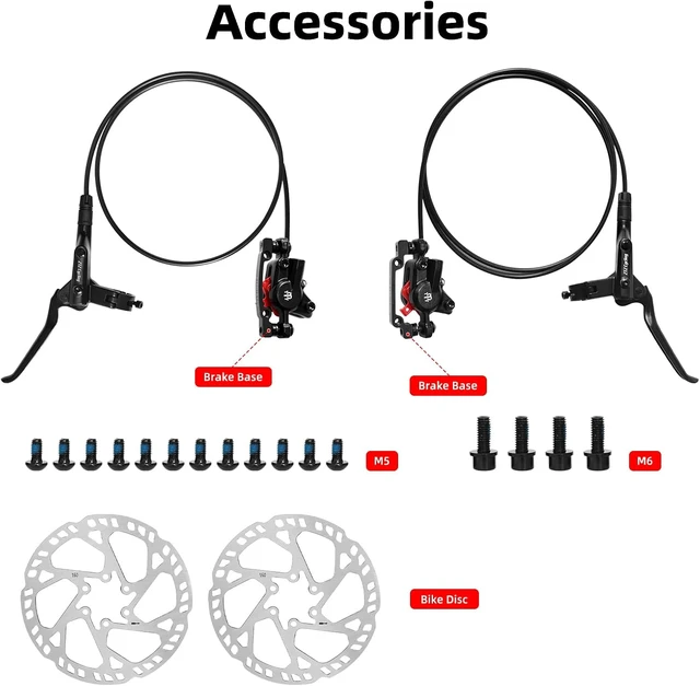 Alt view image 4 of 7 - MTB 2-Piston Hydraulic Disc Brake Kit with 160mm Rotors