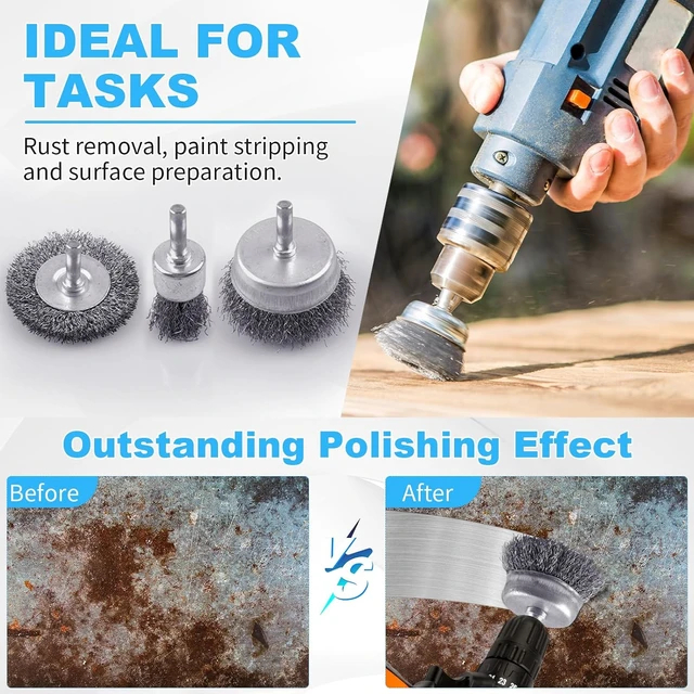Alt view image 5 of 6 - 28 Pack Carbon Steel Wire Wheel & Twist Knot Cup Brush