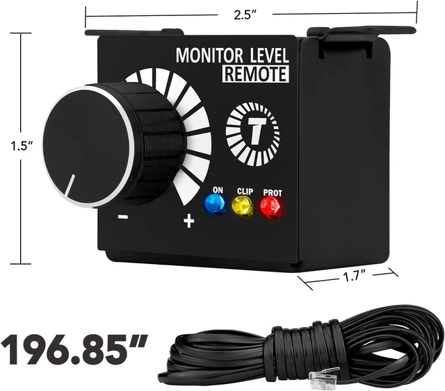 Alt view image 6 of 7 - Taramps Monitor Level Remote Bass Knob Volume Regulator Exclusively for Taramps Amplifiers with Integrated LED Indicators (On, Clip, Protection), Black