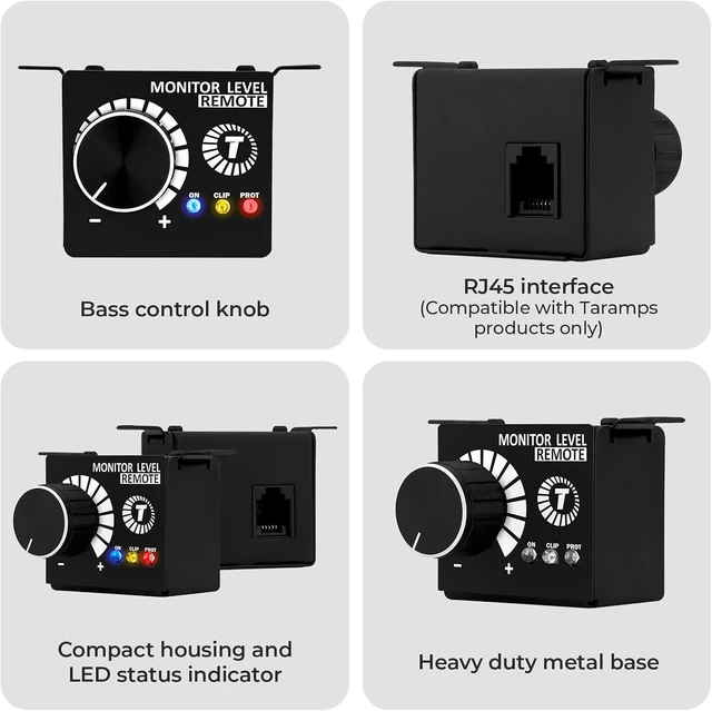 Alt view image 7 of 7 - Taramps Monitor Level Remote Bass Knob Volume Regulator Exclusively for Taramps Amplifiers with Integrated LED Indicators (On, Clip, Protection), Black