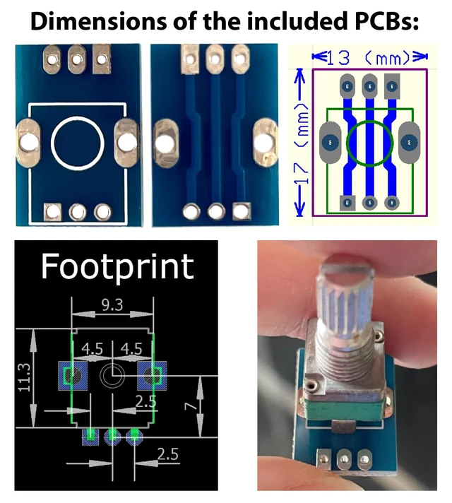 Alt view image 6 of 6 - 60 Pcs 9mm PCB Potentiometer Assortment, 10 Values B1K-B1M & A100K, 15mm Axis, Vertical Legs, RV097 RK097