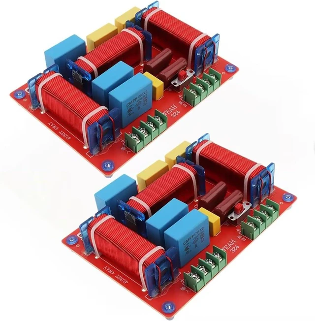 Main image of 2 Pcs 400W Adjustable 4-8 Ohm 3-Way Speaker Crossover, One High & Two Low Frequency Divider, HiFi