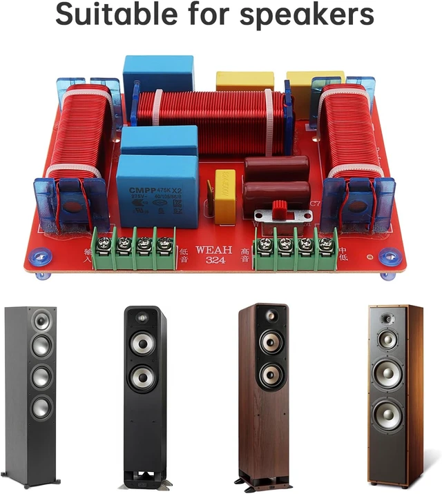 Alt view image 6 of 7 - 2 Pcs 400W Adjustable 4-8 Ohm 3-Way Speaker Crossover, One High & Two Low Frequency Divider, HiFi