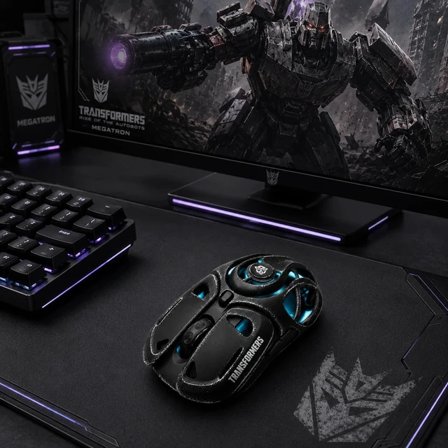 Alt view image 7 of 7 - TF-GM05 71g Ultra-Light Hollow Mecha Wireless Gaming Mouse Tri-Mode BT/2.4G/Wired, 12800 DPI, PAW3311, Huano Switches, RGB, USB-C Rechargeable (Megatron Black)