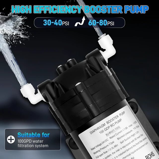 Alt view image 3 of 7 - 6800 Booster Pump Kit with High-Voltage Switch, for Household Reverse Osmosis Water Filtration Systems up to 100 GPD