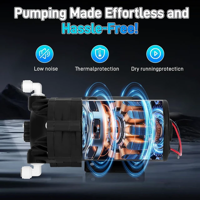 Alt view image 4 of 7 - 6800 Booster Pump Kit with High-Voltage Switch, for Household Reverse Osmosis Water Filtration Systems up to 100 GPD