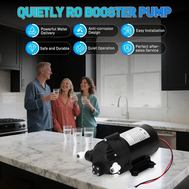 Alt view image 6 of 7 - 6800 Booster Pump Kit with High-Voltage Switch, for Household Reverse Osmosis Water Filtration Systems up to 100 GPD