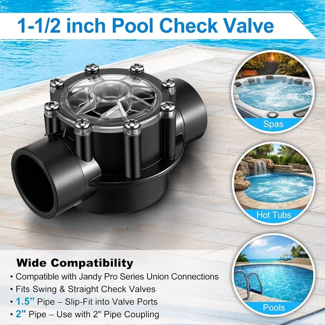 Alt view image 5 of 7 - 2 Pack Jandy Compatible Pool Check Valve, 1-1/2 to 2 Inch