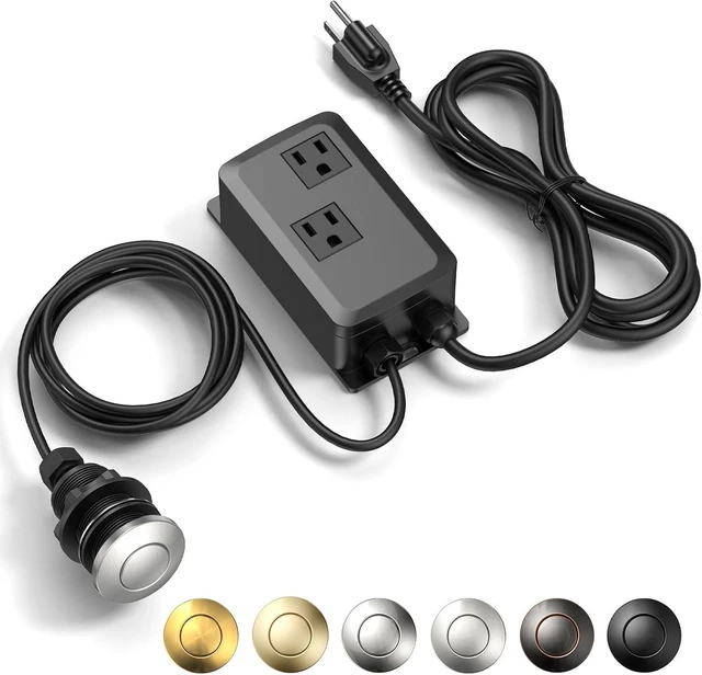 Main image of Professional Garbage Disposal Air Switch Kit, Dual Outlet Sink-Top On/Off Button, UL Listed
