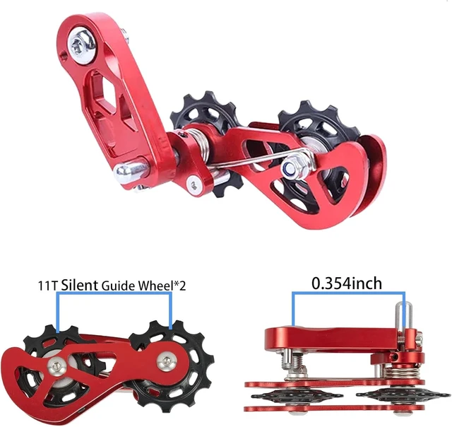 Alt view image 2 of 7 - Single Speed Chain Tensioner with Double Spring Guide & Multi-Segment Tension on CNC Aluminum, Easy Install for Silent, Fluid Performance, Fits BMX & Folding Bikes