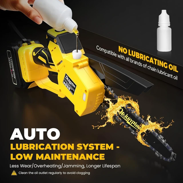 Alt view image 4 of 7 - 1200W Brushless Cordless Mini Chainsaw for DeWalt 20V MAX Battery, 6 & 8 Inch Handheld Pruning Saw with Auto Oiler, Gift for Men, Husbands & Fathers (Tool Only)