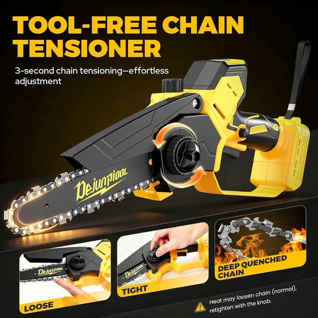 Alt view image 7 of 7 - 1200W Brushless Cordless Mini Chainsaw for DeWalt 20V MAX Battery, 6 & 8 Inch Handheld Pruning Saw with Auto Oiler, Gift for Men, Husbands & Fathers (Tool Only)