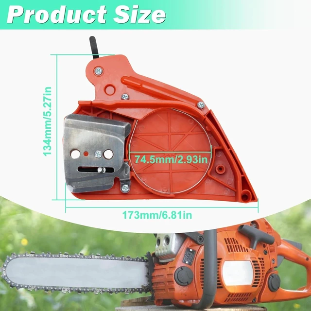 Alt view image 3 of 7 - P021017220 Chain Brake Cover for Echo CS-370 CS-400 & Shindaiwa 402S Chainsaw, with CS-400 Bar Tensioner Kit, Brake Band & Bar Nut, Replaces C032000281 C032000280
