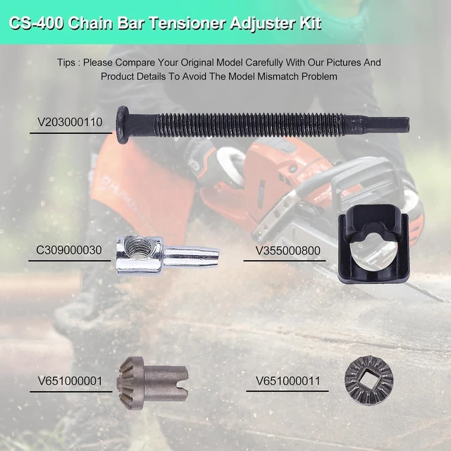 Alt view image 5 of 7 - P021017220 Chain Brake Cover for Echo CS-370 CS-400 & Shindaiwa 402S Chainsaw, with CS-400 Bar Tensioner Kit, Brake Band & Bar Nut, Replaces C032000281 C032000280