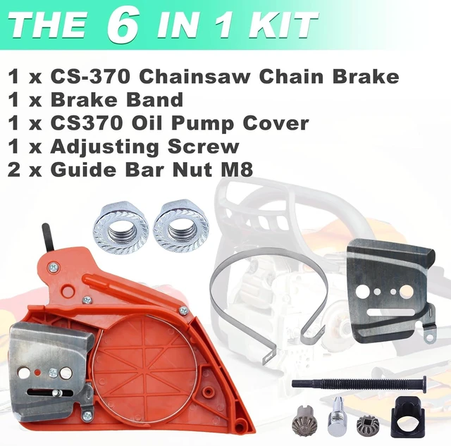 Alt view image 4 of 7 - P021017220 Chain Brake Cover for Echo CS-370 CS-400 & Shindaiwa 402S Chainsaw, with CS-400 Bar Tensioner Kit, Brake Band & Bar Nut, Replaces C032000281 C032000280