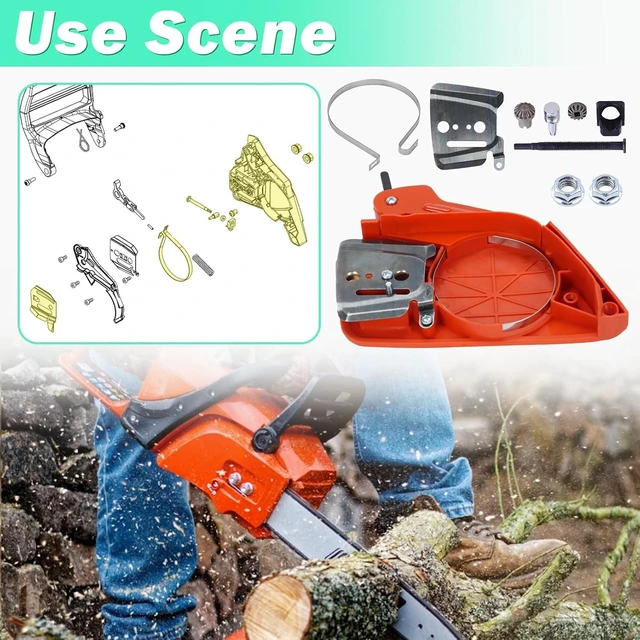 Alt view image 6 of 7 - P021017220 Chain Brake Cover for Echo CS-370 CS-400 & Shindaiwa 402S Chainsaw, with CS-400 Bar Tensioner Kit, Brake Band & Bar Nut, Replaces C032000281 C032000280