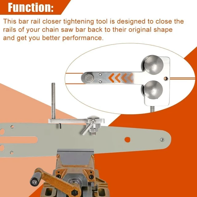 Alt view image 3 of 7 - Chainsaw Bar Rail Repair Tool & File Kit for Multiple Bar Gauges
