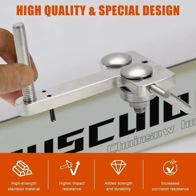 Alt view image 4 of 7 - Chainsaw Bar Rail Repair Tool & File Kit for Multiple Bar Gauges