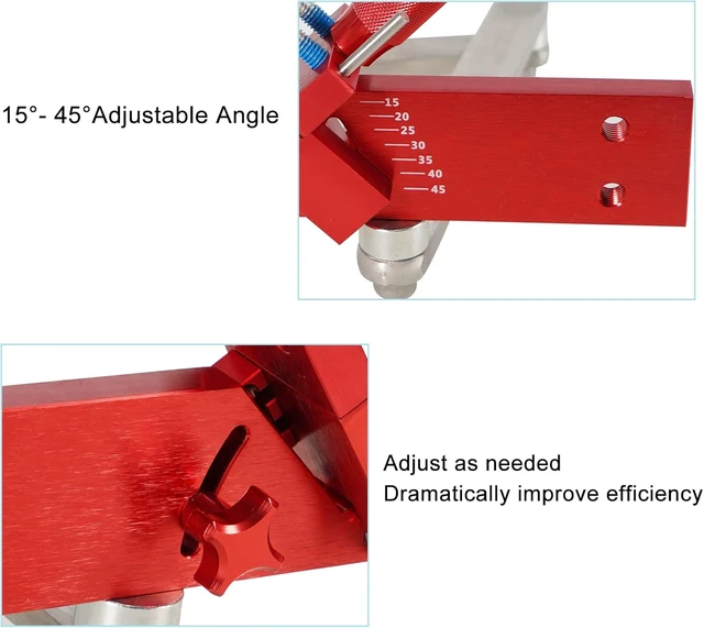 Alt view image 2 of 7 - 15°-45° Adjustable Lawn Mower Blade Sharpener Ergonomic Home & Commercial Sharpening Balancer Bracket Kit, Replacement for 5005 (Red)