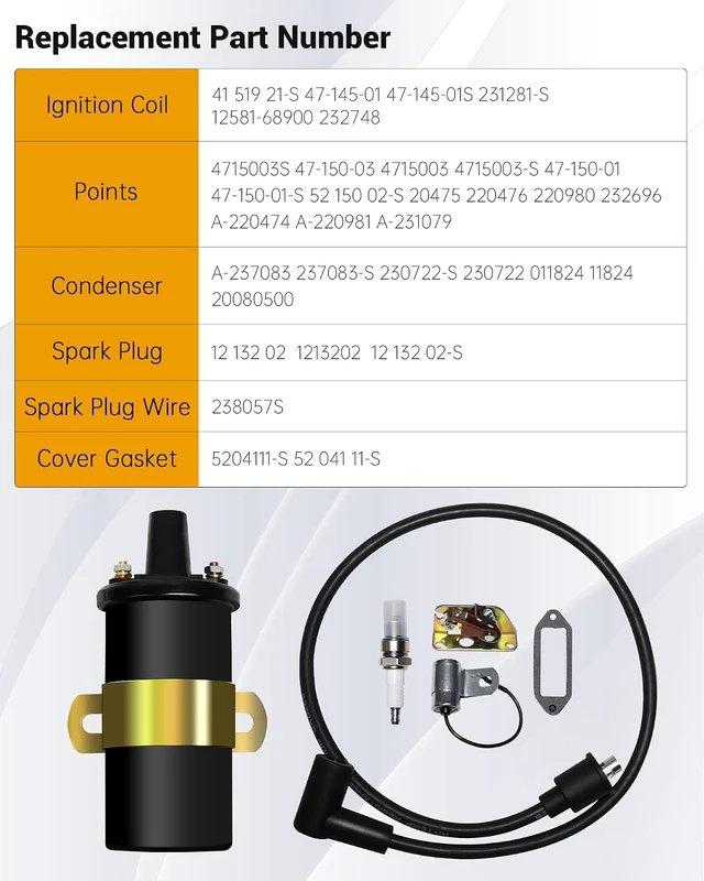 Alt view image 6 of 6 - Ignition Coil, Breaker Points, Condenser, Spark Plug & Spark Plug Wire
