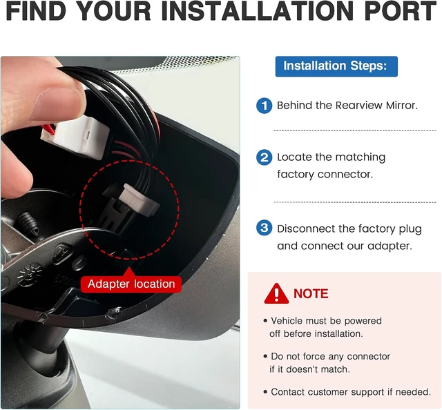 Alt view image 6 of 7 - GPS Dash Cam Power Adapter (10 Pin Type C) with Auto-Dimming Rearview Mirror