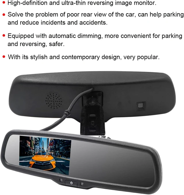 Alt view image 5 of 7 - HD Auto-Dimming Car Rearview Mirror Monitor with Reversing Image for Parking, Black Bracket Included