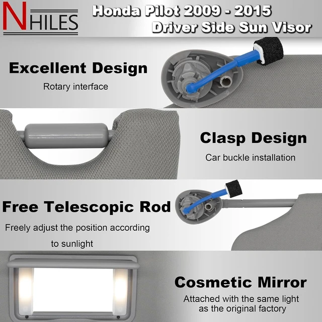 Alt view image 2 of 7 - Driver (Left) Side Sun Visor for Honda Pilot 2009-2015