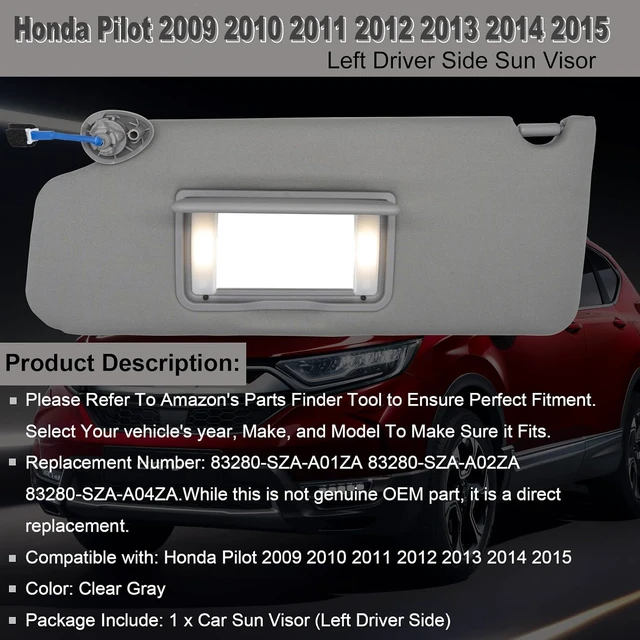 Alt view image 3 of 7 - Driver (Left) Side Sun Visor for Honda Pilot 2009-2015