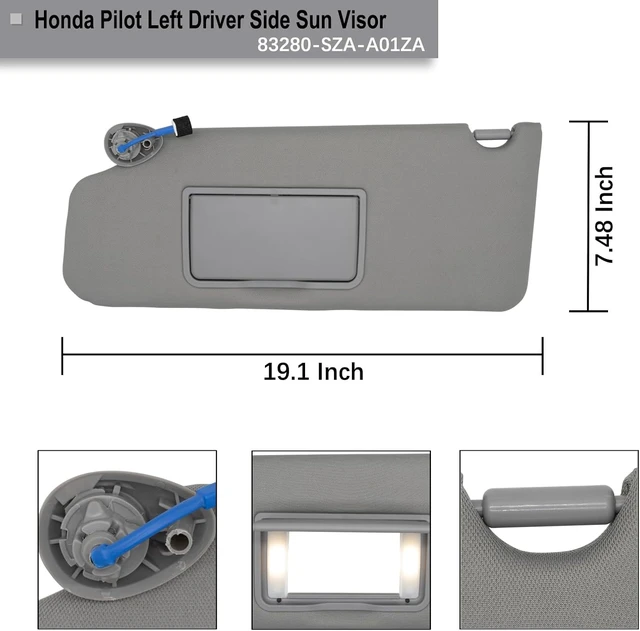 Alt view image 4 of 7 - Driver (Left) Side Sun Visor for Honda Pilot 2009-2015