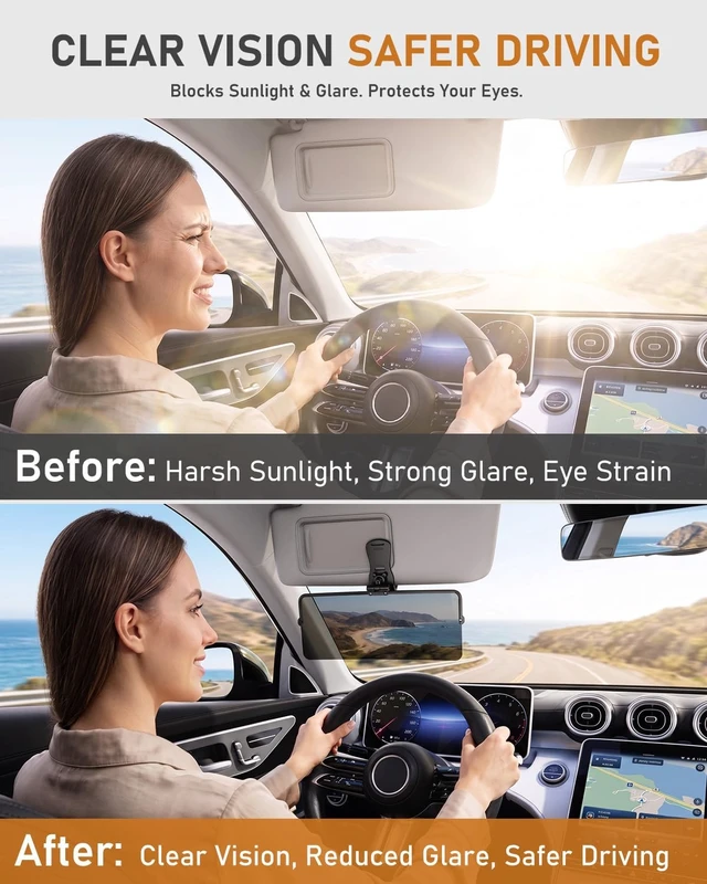 Alt view image 2 of 7 - UV400 Polarized Anti-Glare Sun Visor Extender for Cars