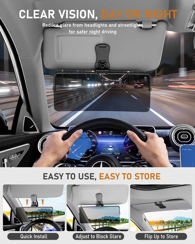 Alt view image 4 of 7 - UV400 Polarized Anti-Glare Sun Visor Extender for Cars