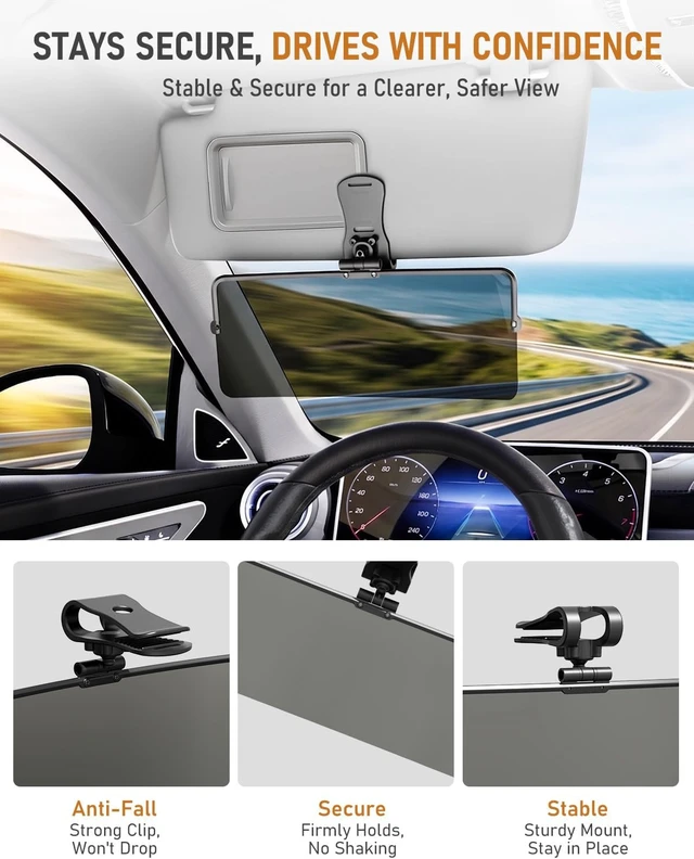 Alt view image 5 of 7 - UV400 Polarized Anti-Glare Sun Visor Extender for Cars