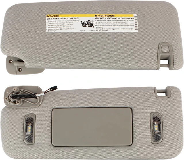 Alt view image 2 of 7 - Right Passenger Side Sun Visor with LED Lights for 2014-2019 GMC Sierra/Sierra Denali 1500 2500 3500 & Chevrolet Silverado 1500 2500 3500, Replaces 23459643 (Gray)