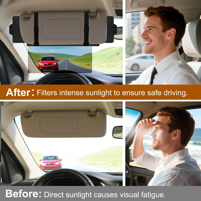 Alt view image 2 of 7 - Polarized Sun Visor Extender with Anti-Glare Lens Blocks UV & Sunlight, Adjustable Car Sun Blocker for Safe Driving (2 Pack)
