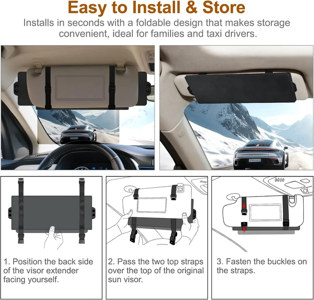 Alt view image 7 of 7 - Polarized Sun Visor Extender with Anti-Glare Lens Blocks UV & Sunlight, Adjustable Car Sun Blocker for Safe Driving (2 Pack)