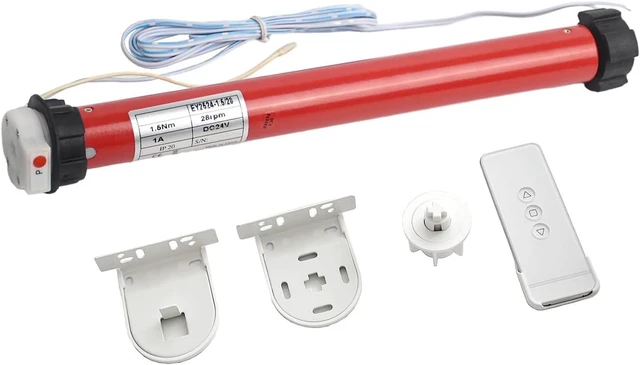 Main image of DIY 24V DC Tubular Roller Blind Motor Kit EY2524 1.5N·m Smart Shade Motor with Remote, for 1-1/2" (38mm) Tubes, Requires External 24V Adapter, Not Rechargeable