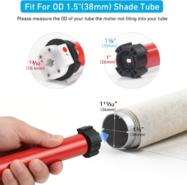 Alt view image 4 of 7 - DIY 24V DC Tubular Roller Blind Motor Kit EY2524 1.5N·m Smart Shade Motor with Remote, for 1-1/2" (38mm) Tubes, Requires External 24V Adapter, Not Rechargeable