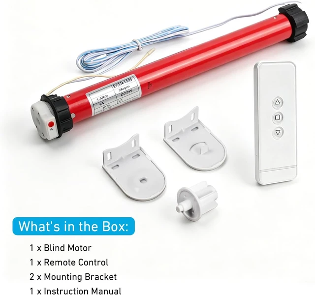 Alt view image 5 of 7 - DIY 24V DC Tubular Roller Blind Motor Kit EY2524 1.5N·m Smart Shade Motor with Remote, for 1-1/2" (38mm) Tubes, Requires External 24V Adapter, Not Rechargeable