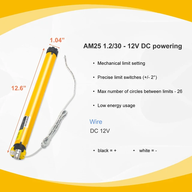 Alt view image 2 of 7 - 12V DC Hardwired RV Shade Motor Replacement Window Blind Motor with Built-in Limit Switch, Adjustable by Allen Wrench
